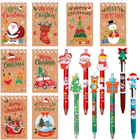 16 Pcs New Year Gift Mini Notepads with Pens Set, North Pole Spiral Memo Pads and Ballpoint Pens, Official Santa Delivery Xmas Notebooks for Kids Holiday Classroom Party Favors Christmas Gifts in Saudi Arabia