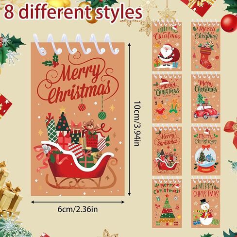 16 Pcs New Year Gift Mini Notepads with Pens Set, North Pole Spiral Memo Pads and Ballpoint Pens, Official Santa Delivery Xmas Notebooks for Kids Holiday Classroom Party Favors Christmas Gifts in Saudi Arabia