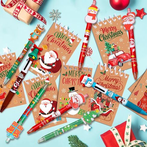 16 Pcs New Year Gift Mini Notepads with Pens Set, North Pole Spiral Memo Pads and Ballpoint Pens, Official Santa Delivery Xmas Notebooks for Kids Holiday Classroom Party Favors Christmas Gifts in Saudi Arabia