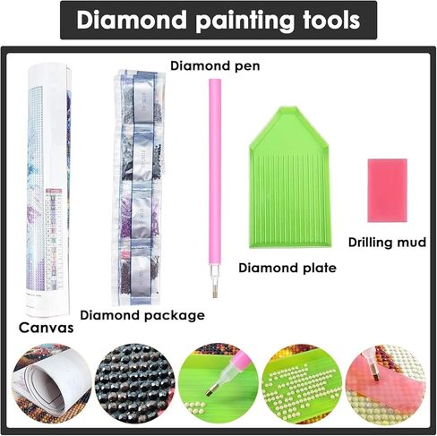 Yomiie 5D الماس مجموعات الفن للبالغين، الطلاء مع الماس الفن DIY مجموعات الحفر مربع كامل، التطريز صورة حجر الراين الماس الكريستال الحرفية قماش ديكور جدار المنزل - 12X16in أو 14x14in in Kuwait