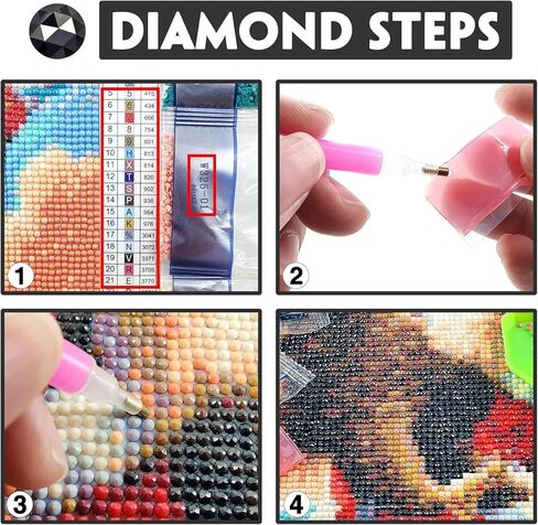 Yomiie 5D الماس مجموعات الفن للبالغين، الطلاء مع الماس الفن DIY مجموعات الحفر مربع كامل، التطريز صورة حجر الراين الماس الكريستال الحرفية قماش ديكور جدار المنزل - 12X16in أو 14x14in in Kuwait