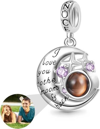 GNOCE Projection Personalized Photo Pendant Charm 925 SterlingSilver Dangle Charms for Bracelet/Necklace Jewelry Gift For Women Wife (Photo-12) in Saudi Arabia