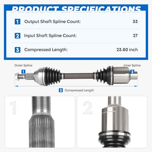 TadaMark Front Right CV Axle Shaft Assembly fit for Chevy Traverse 2009-2017, fit for GMC Acadia 2007-2017 fit for Buick Enclave 2008-2017, fit for Saturn Outlook 2007-2010, 2.5L 3.6L, Passenger side in Saudi Arabia
