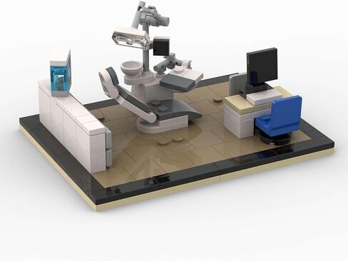 Miniature Dental Office Set, Dentist Chair and Equipment, Blue and White Checkered Base in Saudi Arabia