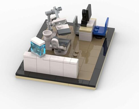 Miniature Dental Office Set, Dentist Chair and Equipment, Blue and White Checkered Base in Saudi Arabia
