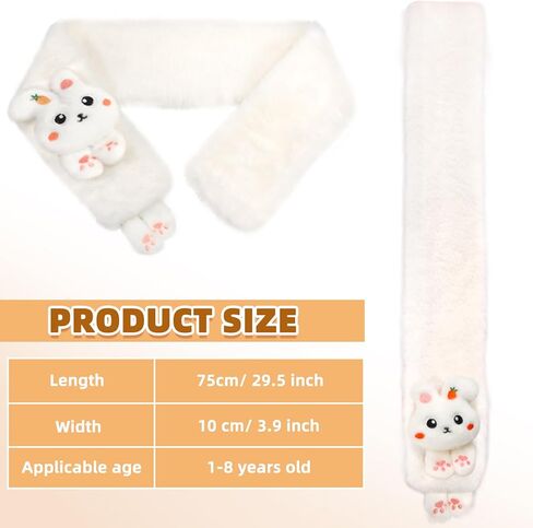 Kids Scarf for Girls Cute Rabbit Warm Scarf Cartoon Faux Plush Cross Collar Scarf Fluffy Neck Warmer for Girls in Saudi Arabia