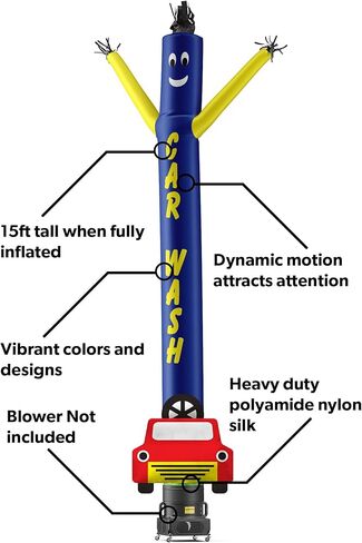 LookOurWay Air Dancers Inflatable Tube Man Attachment - 10 Feet Tall Wacky Waving Inflatable Dancing Tube Guy for Business Promotion (Blower Not Included) - Car Wash with Car Shape in Kuwait