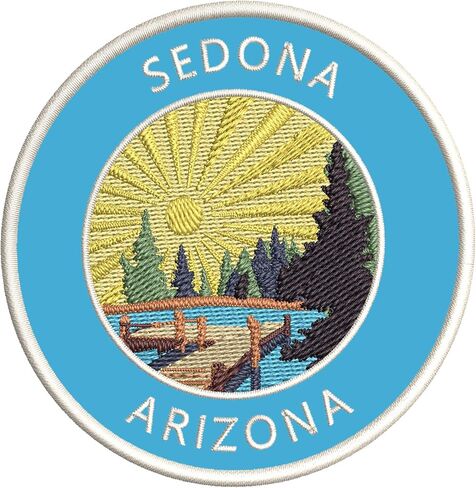 Lake Dock - Sedona - Arizona 3.5 "تطريز DIY حديد أو خياطة على بقع زخرفية لقضاء العطلات والمغامرة موضوع مبتكر in Saudi Arabia