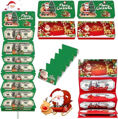 4PCS Christmas Money Holder or Gift Card Holder with 10 Slots Surprise Christmas Xmas Gift Card Holder, For Cash Checks or Gift Cards Supplies (2Red+2Green) in Saudi Arabia