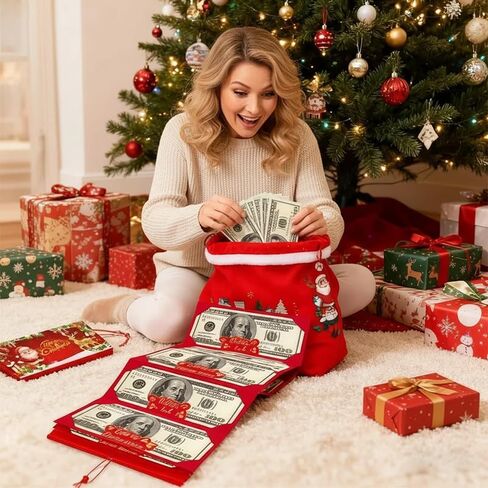 4PCS Christmas Money Holder or Gift Card Holder with 10 Slots Surprise Christmas Xmas Gift Card Holder, For Cash Checks or Gift Cards Supplies (2Red+2Green) in Saudi Arabia