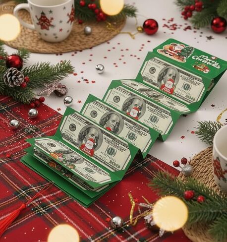 4PCS Christmas Money Holder or Gift Card Holder with 10 Slots Surprise Christmas Xmas Gift Card Holder, For Cash Checks or Gift Cards Supplies (2Red+2Green) in Saudi Arabia
