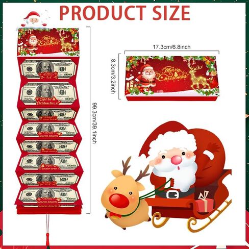 4PCS Christmas Money Holder or Gift Card Holder with 10 Slots Surprise Christmas Xmas Gift Card Holder, For Cash Checks or Gift Cards Supplies (2Red+2Green) in Saudi Arabia