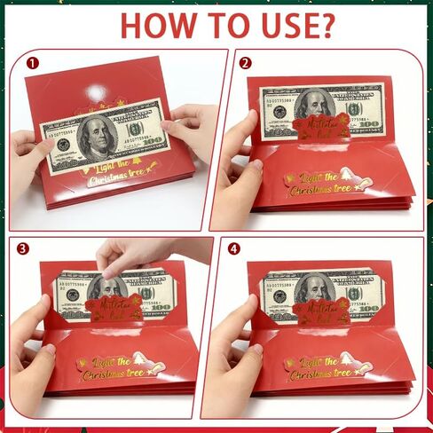 4PCS Christmas Money Holder or Gift Card Holder with 10 Slots Surprise Christmas Xmas Gift Card Holder, For Cash Checks or Gift Cards Supplies (2Red+2Green) in Saudi Arabia