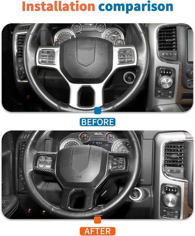 JeCar 3pcs Black Carbon Fiber Interior Trim Kit for 2010-2017 Dodge Ram Interior Accessories in Saudi Arabia