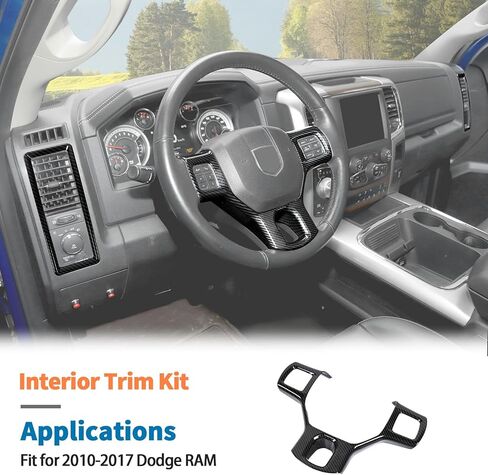 JeCar 3pcs Black Carbon Fiber Interior Trim Kit for 2010-2017 Dodge Ram Interior Accessories in Saudi Arabia