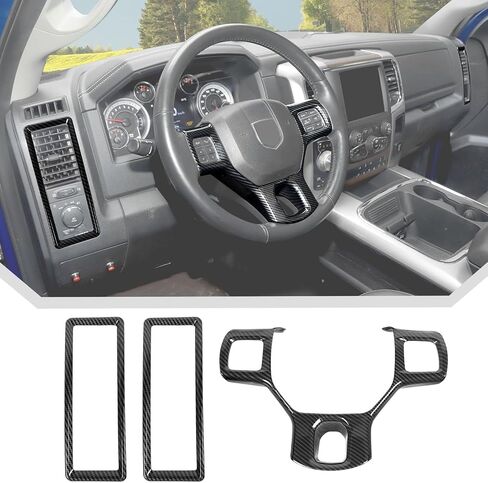 JeCar 3pcs Black Carbon Fiber Interior Trim Kit for 2010-2017 Dodge Ram Interior Accessories in Saudi Arabia
