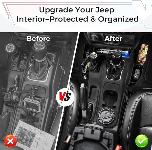 حامل كأس إدراج منظم وحدة التحكم المركزية لـ 2018-2023 Jeep Wrangler JL Gladiator JT، ملحقات تخزين داخلية من السيليكون الواقية، وحدة تحكم ناقل الحركة مع جيوب جانبية in Kuwait