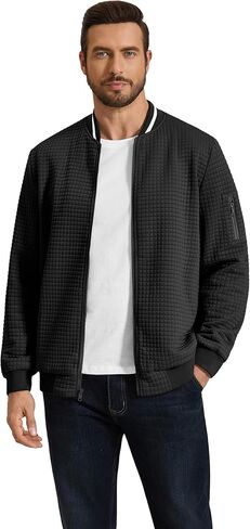 COOFANDY Mens Casual Jackets Lightweight Fall Bomber Jacket Full Zip Knit Sweater Jacket Varsity Coat in Saudi Arabia