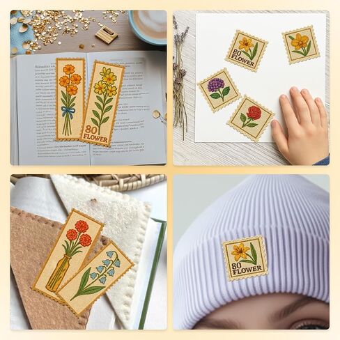 22Pcs Stamp Flower Water Soluble Hand Sewing Stabilizers, 8.3"x11.7" Stamp Bookmark Embroidery Pattern Stabilizer, 4 Sheets Floral Hat Stick and Stitch Embroidery Paper Sticker in Saudi Arabia