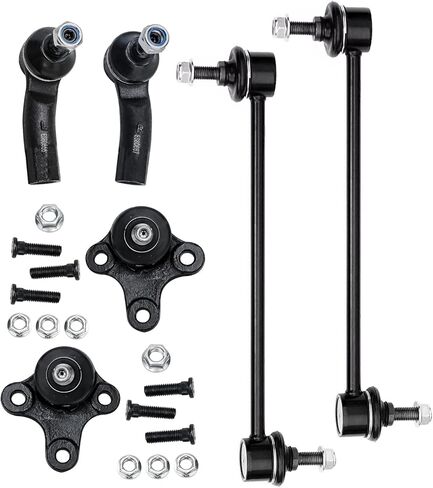 محور ديترويت - طقم التعليق الأمامي لسيارة VW Jetta Passat Golf GTI Beetle Rabbit EOS R32 Audi A3 Quattro، 2 مفاصل كروية سفلية 2 وصلات نهاية شريط Sway 2 استبدال طرفي قضيب التعادل الخارجي in Kuwait