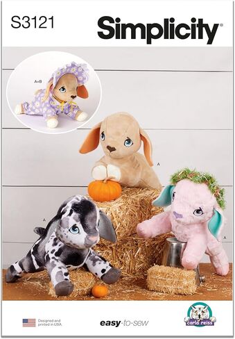 مجموعة أنماط الخياطة Simplicity SS3121OS Baby Goat Plushy and Accessories من كارلا ريس، رمز التصميم S3121، بطول 40.64 سم in Saudi Arabia