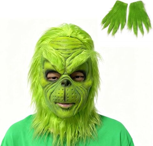 WPOZD Green Monster Mask Christmas Cosplay Mask Green Latex Full Head Mask The Costume Adult in Saudi Arabia