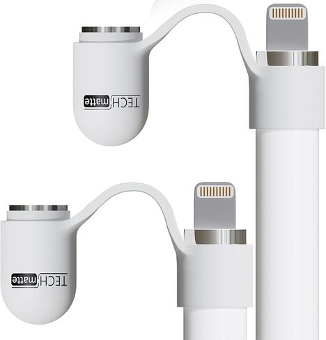 TechMatte 2 Pack Magnetic Replacement Caps Compatible with Apple Pencil 1st Generation-Cap Tether Included in Saudi Arabia