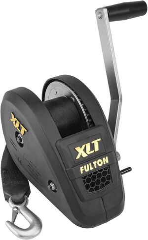 Fulton 142314 XLT Boat Trailer Winch with 20 Foot Winch Strap with Hook, 1,800 lbs. Capacity, Single-Speed Hand Crank Winch, Solid Drum Gear System in Saudi Arabia