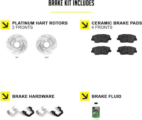 Hart Brakes Front Brakes Pads and Rotors Kit| Front Brakes Rotors| Front Rotors And Brake Pads Kit| Ceramic Front Brakes and Rotors| Brake Kit| Fit 1975-1983 Toyota Pickup in Saudi Arabia