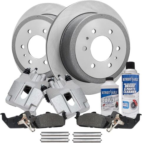 محور ديترويت - مجموعة الفرامل الخلفية لـ 2004-2011 Ford F-150 2006-2008 Lincoln Mark LT 2005 2007 2009 2010 دوارات الفرامل وسادات الفرامل السيراميكية استبدال فرجار الفرامل: دوارات خلفية 13.69 بوصة in Kuwait