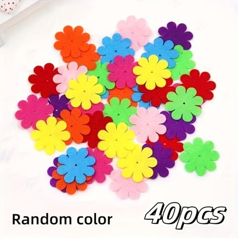 40pcs Felt Flower Scrapbook Stickers, Assorted Colors, DIY Craft Embellishments for Wedding Decorations and Projects, Scrapbooking Essentials Craft Felt Flowers in Saudi Arabia