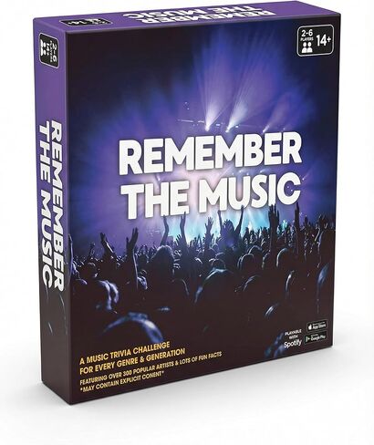 Music Trivia Party Game for Game Night – REMEMBER THE MUSIC All Time Edition, 350 Artist & Song Cards with QR Audio Clues, Spotify Compatible Board Game for Adults & Family, 2–6 Players in Saudi Arabia