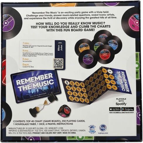 Music Trivia Party Game for Game Night – REMEMBER THE MUSIC All Time Edition, 350 Artist & Song Cards with QR Audio Clues, Spotify Compatible Board Game for Adults & Family, 2–6 Players in Saudi Arabia