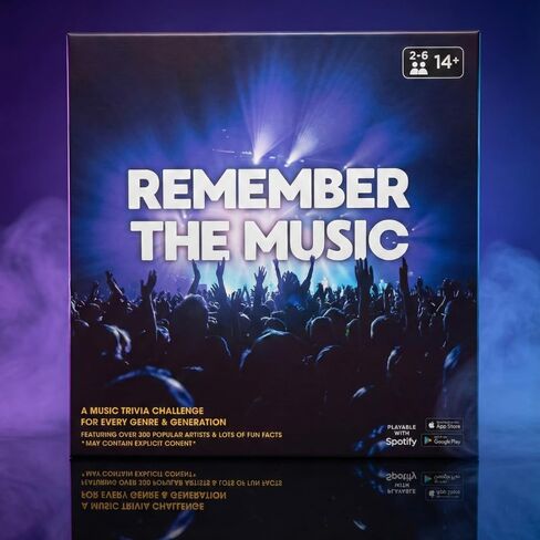 Music Trivia Party Game for Game Night – REMEMBER THE MUSIC All Time Edition, 350 Artist & Song Cards with QR Audio Clues, Spotify Compatible Board Game for Adults & Family, 2–6 Players in Saudi Arabia