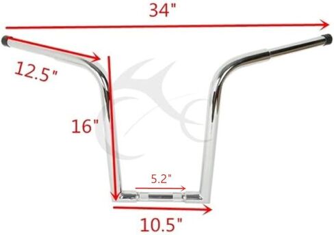 XMT-MOTO Chrome 16" Rise Ape Hanger Bar Fat 1-1/4" Handlebar Fit for Harley-Davidson FLST FXST Sportster XL including Throttle-by-wire models and any Custom Application in Saudi Arabia