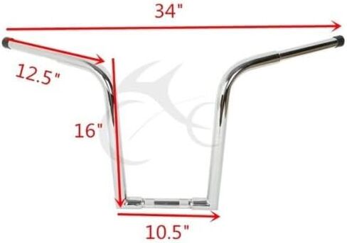 XMT-MOTO Chrome 16" Rise Ape Hanger Bar Fat 1-1/4" Handlebar Fit for Harley-Davidson FLST FXST Sportster XL including Throttle-by-wire models and any Custom Application in Saudi Arabia