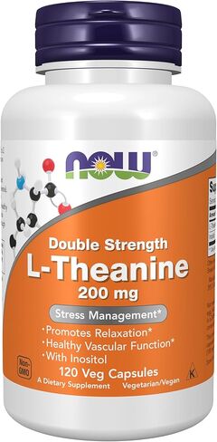 NOW Foods Supplements, L-Theanine 200 mg with Inositol, Stress Management*, 60 Veg Capsules in Saudi Arabia