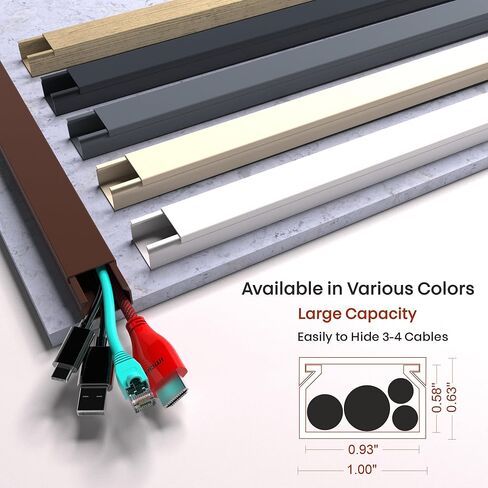 Black Cord Cover Wire Hider - 157in Large Cable Concealer, Cord Hider for Wall Mount TV, Cable Raceway Kit, Extension Cord Cover Indoor, Electrical Wire Cover, Cable Management Wall, Wire Molding in Kuwait