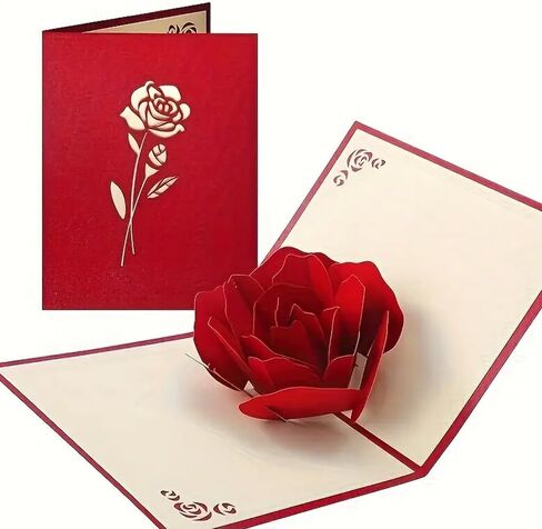 Elegant 3D Pop-Up Red Rose Greeting Card – Perfect for Birthday, Anniversary, Valentine's Day, Mother's Day & More – Classic Style with White Envelope in Saudi Arabia