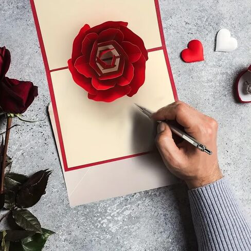 Elegant 3D Pop-Up Red Rose Greeting Card – Perfect for Birthday, Anniversary, Valentine's Day, Mother's Day & More – Classic Style with White Envelope in Saudi Arabia