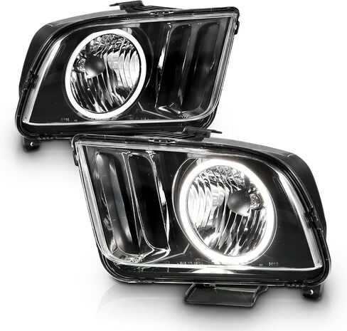 AmeriLite for 2005-2009 Ford Mustang Xtreme LED Halo Black Replacement Headlights Pair - Passenger and Driver Side in Saudi Arabia