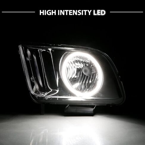 AmeriLite for 2005-2009 Ford Mustang Xtreme LED Halo Black Replacement Headlights Pair - Passenger and Driver Side in Saudi Arabia