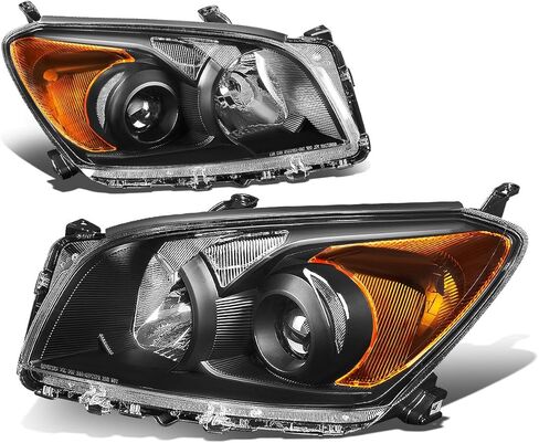 مجموعة المصابيح الأمامية من نوع Auto Dynasty متوافقة مع 2009 2010 2011 2012 RAV4، استبدال المصابيح الأمامية لجهاز العرض طراز OE، جانب السائق والراكب، غطاء أسود زاوية شفافة in Kuwait