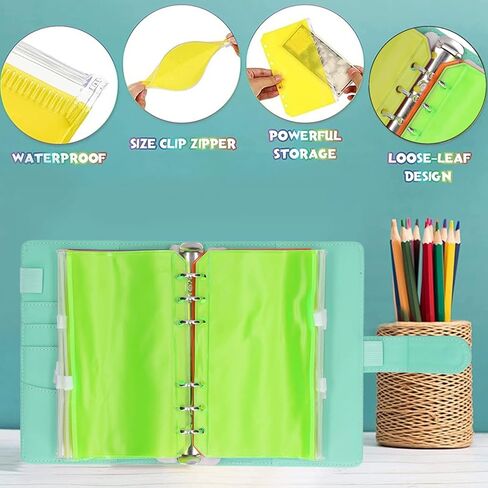 Budget Binders, PU Leather Money Saving Binders with Colorful Zipper, A6 6 Pre Punched Holes Budget Binders for Home Office Travel in Saudi Arabia