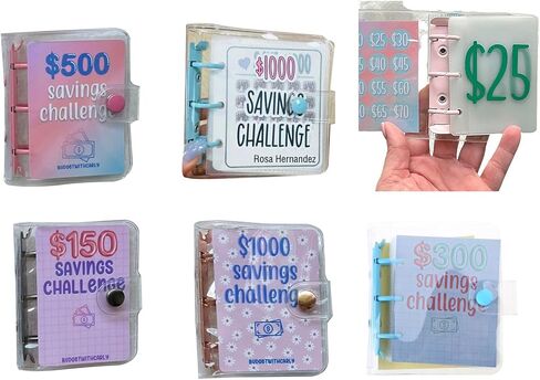 PANGBOER Miniature Binders Savings Challenge $150/300/ /1000 Saving Money Budgets Cash Envelope Wallet Budget Binders Notebook in Saudi Arabia