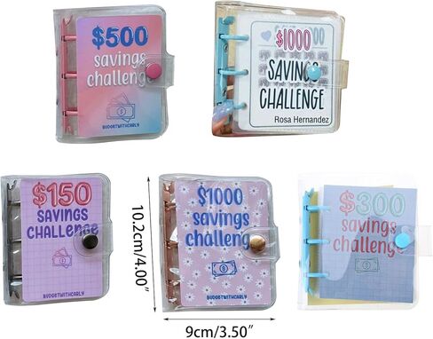 PANGBOER Miniature Binders Savings Challenge $150/300/ /1000 Saving Money Budgets Cash Envelope Wallet Budget Binders Notebook in Saudi Arabia
