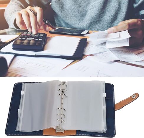 مجلدات نقدية، مجلدات توفير المال مع مظاريف بسحاب، مجلدات ميزانية محمولة مقاس A6 لاحتياجات المنزل والمكتب والمدرسة والسفر (أزرق) in Kuwait