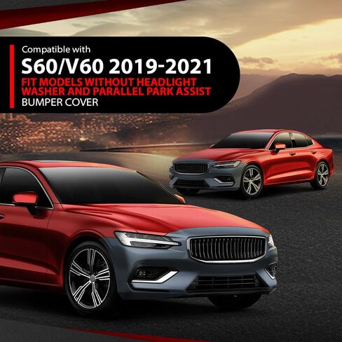 غطاء المصد الأمامي من CHEDA متوافق مع موديلات فولفو S60 V60 2019-2021 بدون غسالة المصابيح الأمامية ومساعد الركن الموازي 397964230، 36011940، VO1000248 أزرق in Saudi Arabia