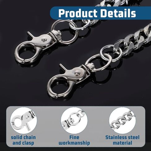 Wallet Chain Silver Heavy Duty Metal Keychain Pants Chain Hip Hop Punk Pocket Chain Goth Accessories for Women Men in Saudi Arabia