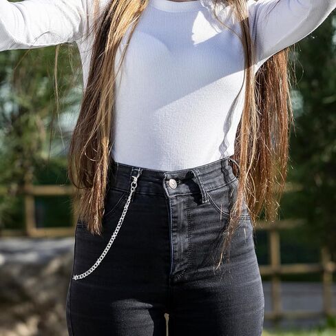 Wallet Chain Silver Heavy Duty Metal Keychain Pants Chain Hip Hop Punk Pocket Chain Goth Accessories for Women Men in Saudi Arabia